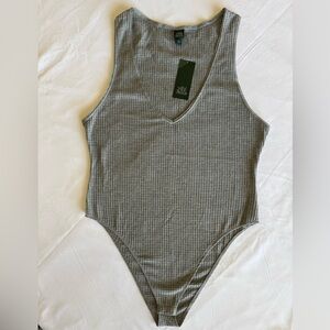 Wild Fable XL Gray Waffle Knit Bodysuit NWT
